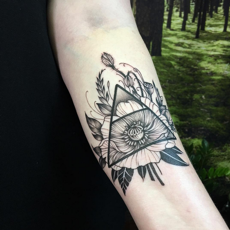 Tattoos - Peony and Breathe Symbol. Instagram @MichaelBalesArt - 125161
